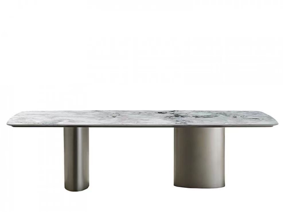 訂製頂級卡拉拉大理石餐桌-220*110cm-不銹鋼古銅色腳